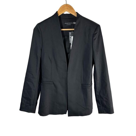 Alice + Olivia Classics Jerri Open-Front Collarless Blazer Size US 10 Black - Picture 3 of 14